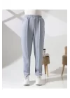 Kadın Yüksek Bel Lastikli Düz Renk Cepli Çizgili Bilek Boy Scuba Kumaş Jogger Pantolon