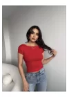 Sırt Dekolteli Sandy Kumaş Crop