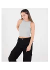 Kadın Fitted Halter Yaka Fitilli Kaşkorse Basic Düz Atlet Crop