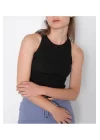 Kadın Fitted Halter Yaka Fitilli Kaşkorse Basic Düz Atlet Crop