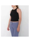 Kadın Fitted Halter Yaka Fitilli Kaşkorse Basic Düz Atlet Crop