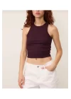 Kadın Fitted Halter Yaka Fitilli Kaşkorse Basic Düz Atlet Crop