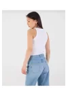 Kadın Fitted Halter Yaka Fitilli Kaşkorse Basic Düz Atlet Crop