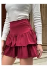 Kuş Gözlü Fırfır Detaylı Mini Etek