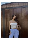 Straplez Crop Bluz