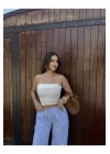 Straplez Crop Bluz