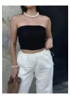 Straplez Crop Bluz