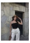 Straplez Crop Bluz