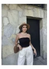 Straplez Crop Bluz