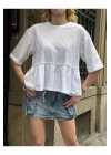 Basic Oversize T-Shirt Volanlı