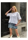 Basic Oversize T-Shirt Volanlı