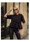 Basic Oversize T-Shirt Volanlı