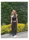 Tek Omuz Gofre Crop Esnek, Modern Ve Şık