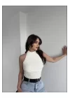 Halter Yaka Sırt Dekolteli Crop Bluz