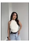 Halter Yaka Sırt Dekolteli Crop Bluz