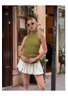 Halter Yaka Sırt Dekolteli Crop Bluz
