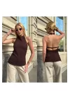 Halter Yaka Sırt Dekolteli Crop Bluz