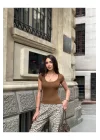 Kadın Pamuklu Ribana U Yaka T-Shirt | Rahat ve Şık Tasarım