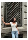 Kadın Pamuklu Ribana U Yaka T-Shirt | Rahat ve Şık Tasarım