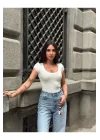 Kadın Pamuklu Ribana U Yaka T-Shirt | Rahat ve Şık Tasarım