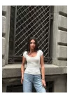 Kadın Pamuklu Ribana U Yaka T-Shirt | Rahat ve Şık Tasarım