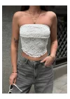 Dantel Straplez Crop Top | Şık ve Zarif Tasarım