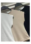 Kadın Likralı Basic Crop Tişört