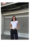Kadın Likralı Basic Crop Tişört