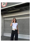 Kadın Likralı Basic Crop Tişört