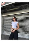 Kadın Likralı Basic Crop Tişört
