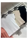 Kadın Likralı Basic Crop Tişört