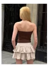 Straplez Desenli Triko Büstiyer Top - Yazlık Kadın Crop
