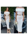 Madonna Yaka Gofre Kumaş Crop Bluz - Kadın Yeni Model