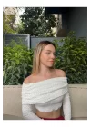 Madonna Yaka Gofre Kumaş Crop Bluz - Kadın Yeni Model