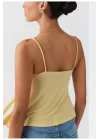 Önü Fiyonk Bağlamalı Asimetrik Askılı Crop Bluz