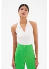 Halter Yaka Crop Bluz