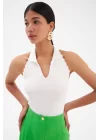 Halter Yaka Crop Bluz