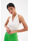 Halter Yaka Crop Bluz