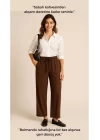 Kadın Yüksek Bel Bağcıklı Dökümlü Rahat Günlük Pantolon Belmando Kumaş Oversize