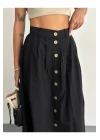 Kadın Önden Düğmeli Poplin Kumaş Yazlık Etek - Oversize Spor Model