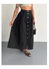 Kadın Önden Düğmeli Poplin Kumaş Yazlık Etek - Oversize Spor Model