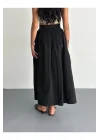 Kadın Önden Düğmeli Poplin Kumaş Yazlık Etek - Oversize Spor Model