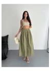 Kadın Önden Düğmeli Poplin Kumaş Yazlık Etek - Oversize Spor Model