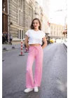 Kadın Yüksek Bel Rahat Kesim Gofre Kumaş Yazlık Ev & Günlük Pantolon