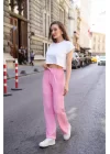 Kadın Yüksek Bel Rahat Kesim Gofre Kumaş Yazlık Ev & Günlük Pantolon