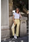 Kadın Yüksek Bel Rahat Kesim Gofre Kumaş Yazlık Ev & Günlük Pantolon