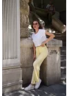 Kadın Yüksek Bel Rahat Kesim Gofre Kumaş Yazlık Ev & Günlük Pantolon