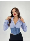 6963 GÖMLEK-MAVİ BEYAZ ÇİZGİLİ