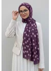 Kadın Mürdüm Ceylan Desenli Pamuklu Soft Dokulu Mevsimlik Tesettür Şal