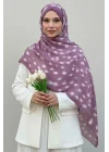 Kadın Lila Ceylan Desenli Pamuklu Soft Dokulu Mevsimlik Tesettür Şal